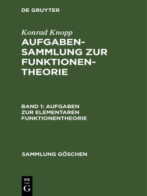 cover image of Aufgaben zur elementaren Funktionentheorie